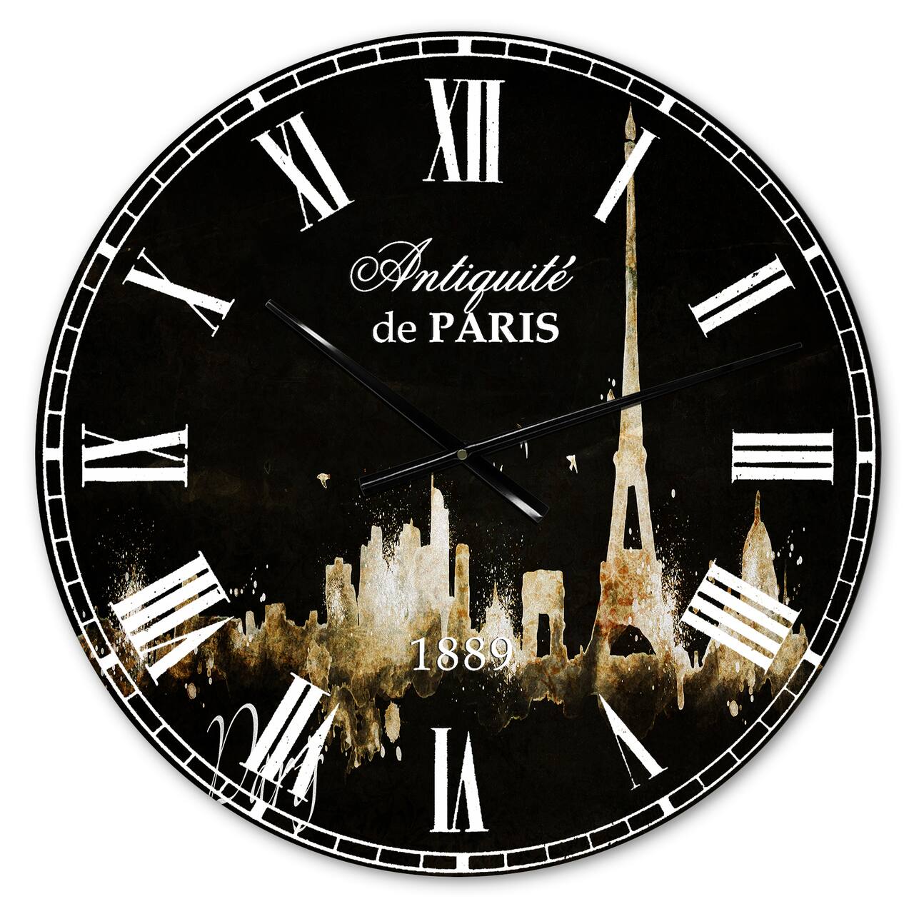 Designart 'Paris Dark Silhouette French Country Wall Clock